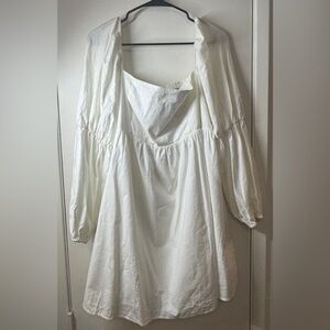 Reformation White Long-Sleeve Mini Dress